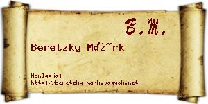 Beretzky Márk névjegykártya